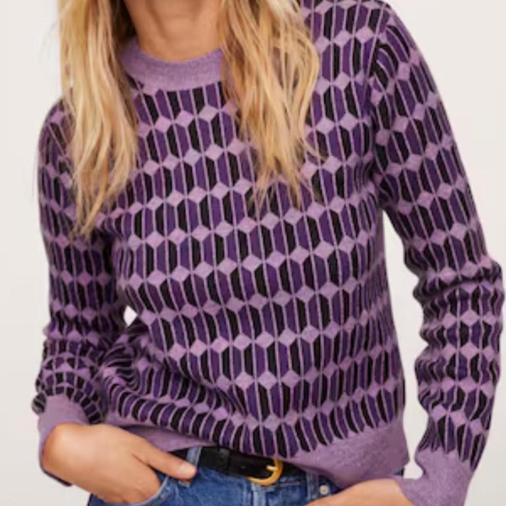 Geometric Patterned Purple Sweater - Picture 3 of 6